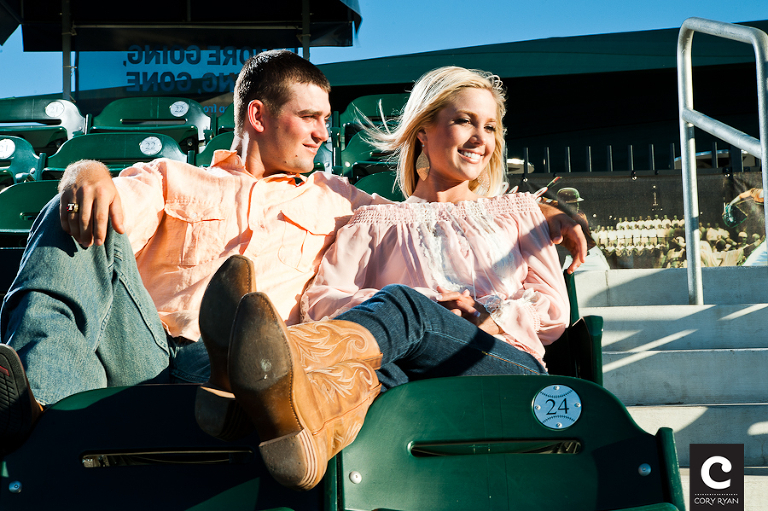 engagement photos in baseball stadium