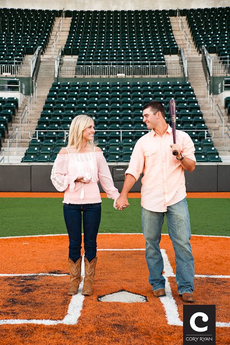 basbeball themed engagement photos