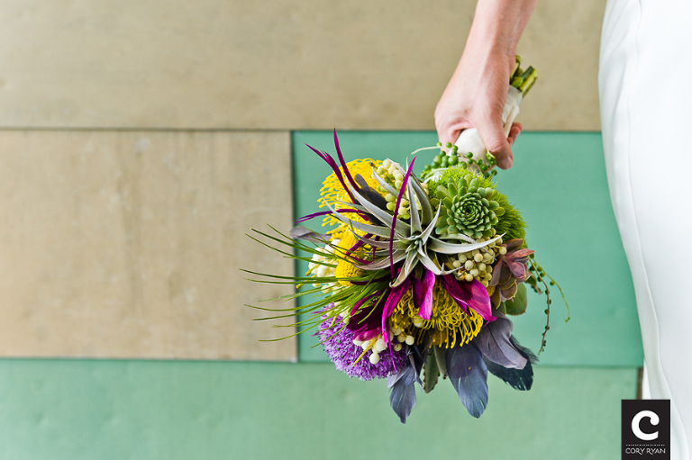 Rosehip Flora succulent and feather bridal bouquet