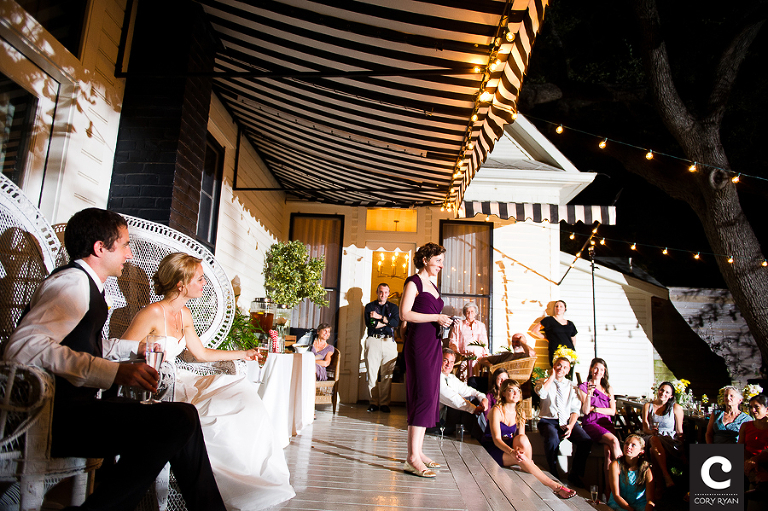 grooms sister giving a toast