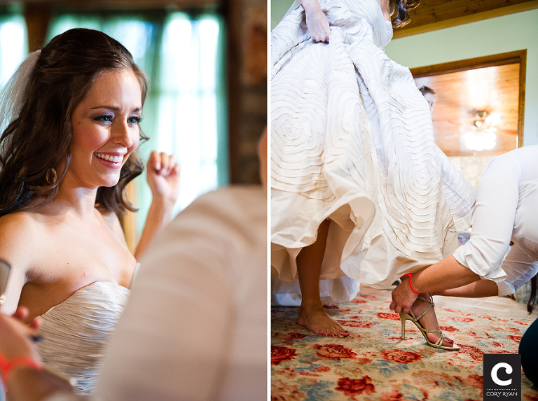 bride getting dressed