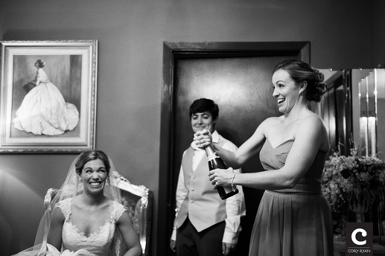 popping the cork on champagne