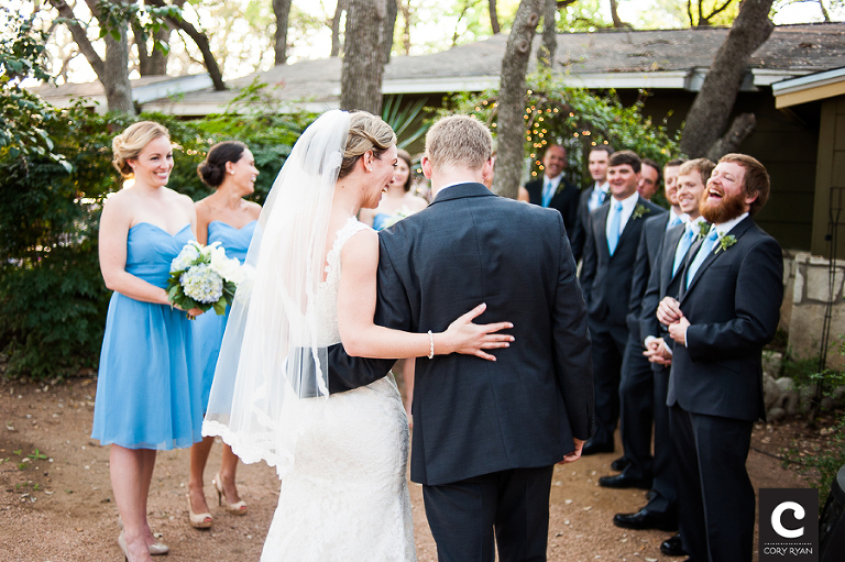 couple with bridal party