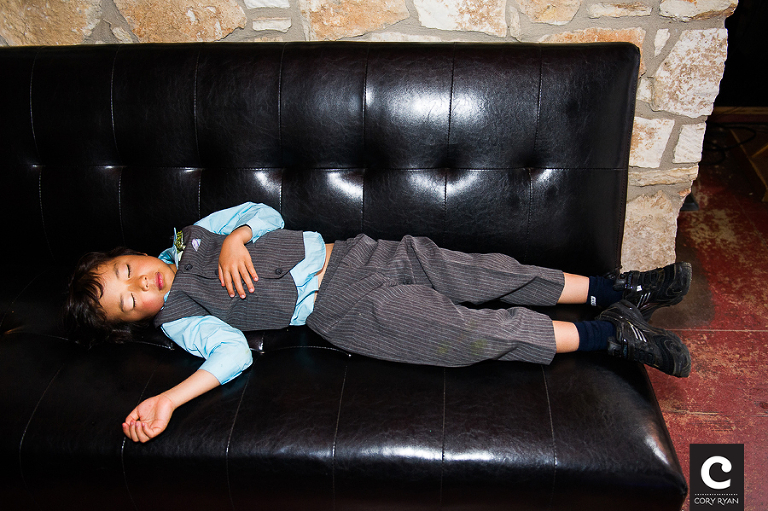 ring bearer asleep during reception