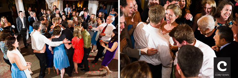 crowd dance with bride and groom