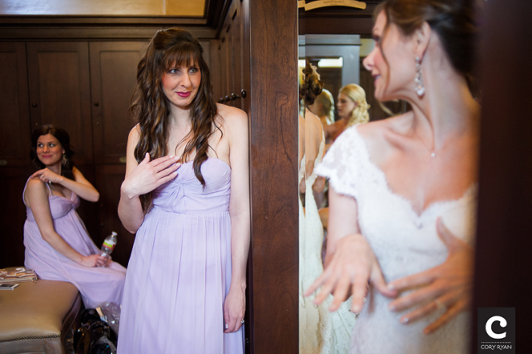 bride getting dressed