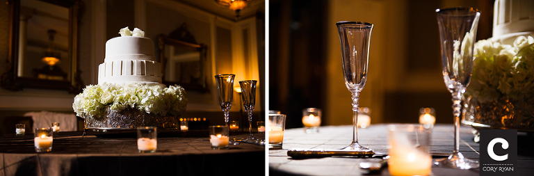 white cake and toasting glasses