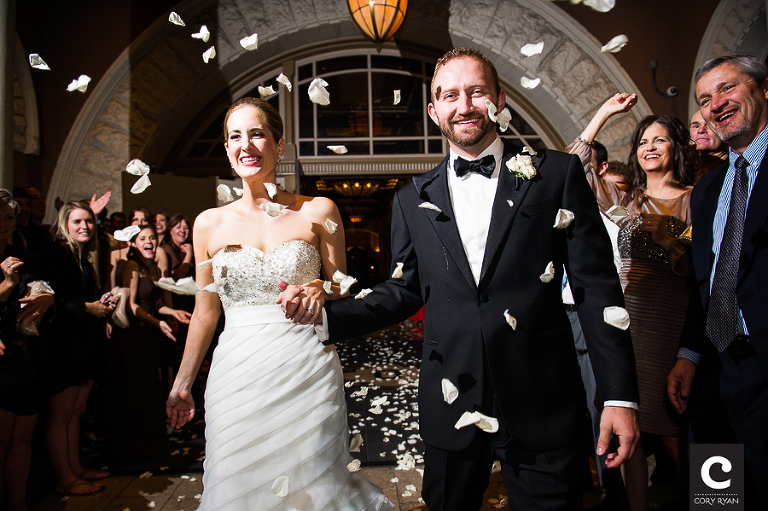 rose petal wedding exit