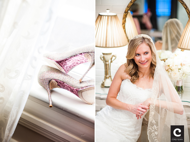 pink glitter bridal shoes