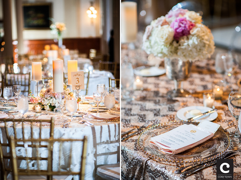chevron sequin linens