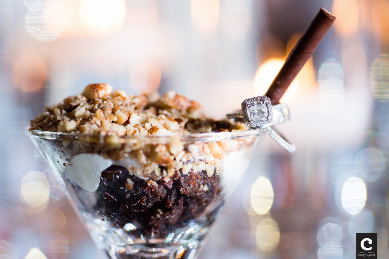 engagement ring with martini desert
