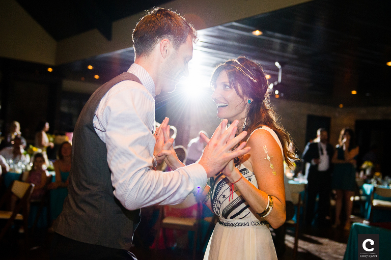 bride and groom dancing