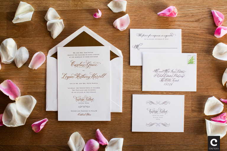 white and gold wedding invitations