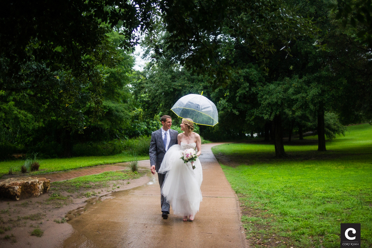 rain wedding portrait