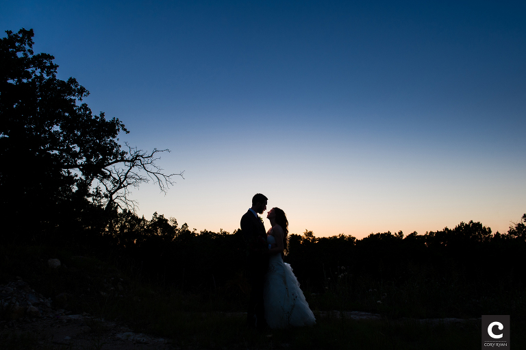 bride and groom silhouette