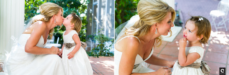 bride and daughter flower girl