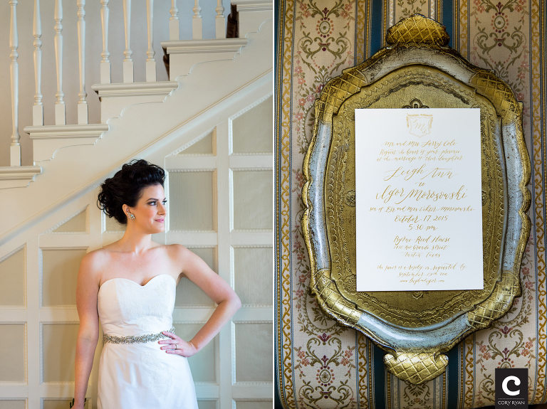 gold calligraphy wedding invitations