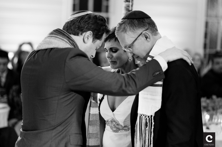 bride cries during ceremony