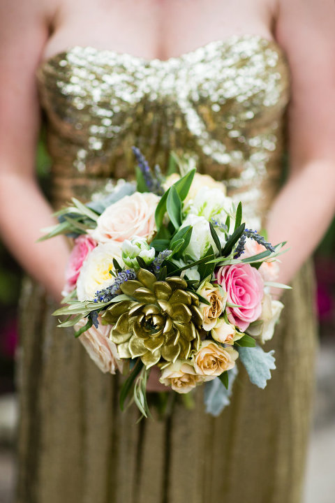 succulent bouquet gold