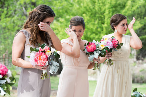 emotional bridesmaids crying