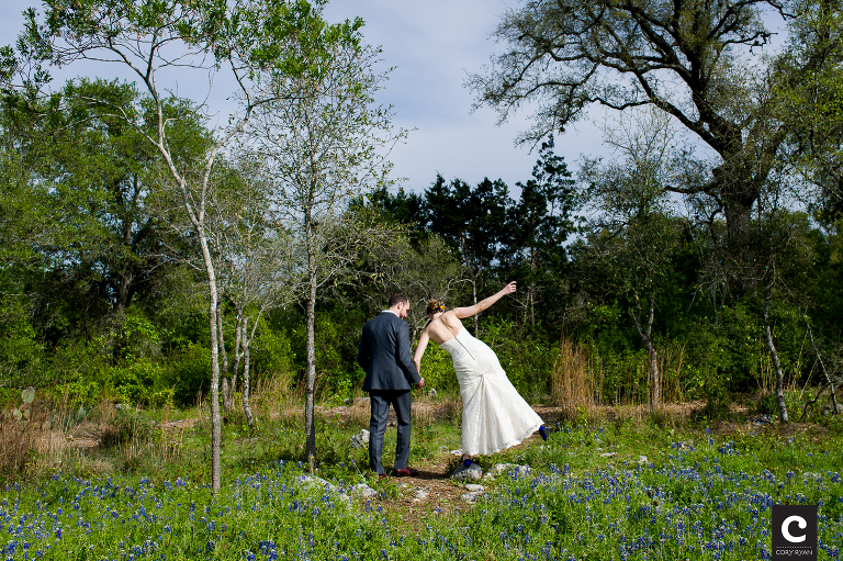 wedding with texas bluebonnets