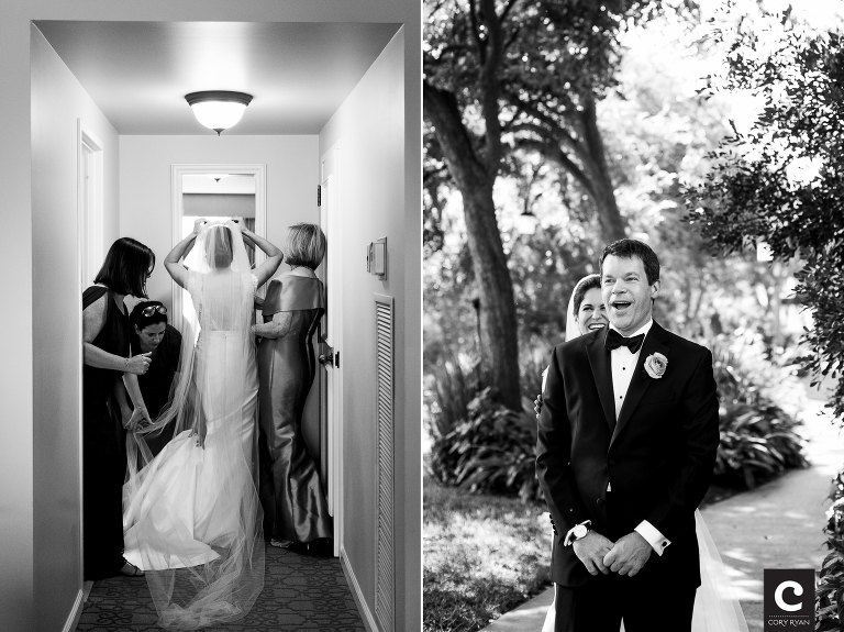 bride getting her veil on