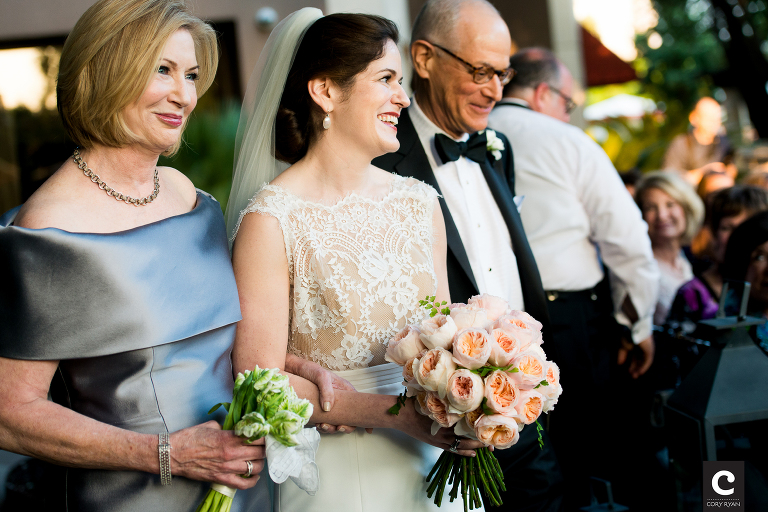 bride with parents