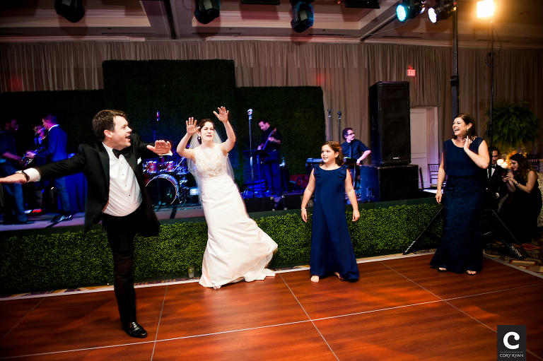 funny wedding dance moves; Jewish wedding at Four Seasons Hotel