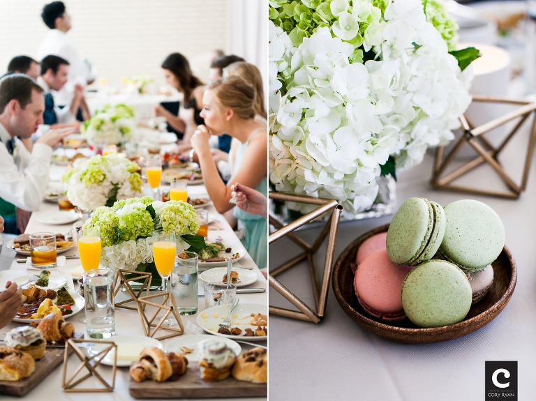 wedding mimosas and macarons