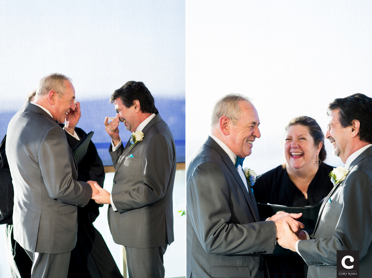 emotional grooms during wedding ceremony