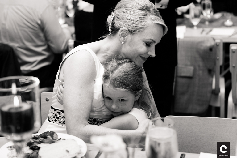 sweet moments with bride and flower girl