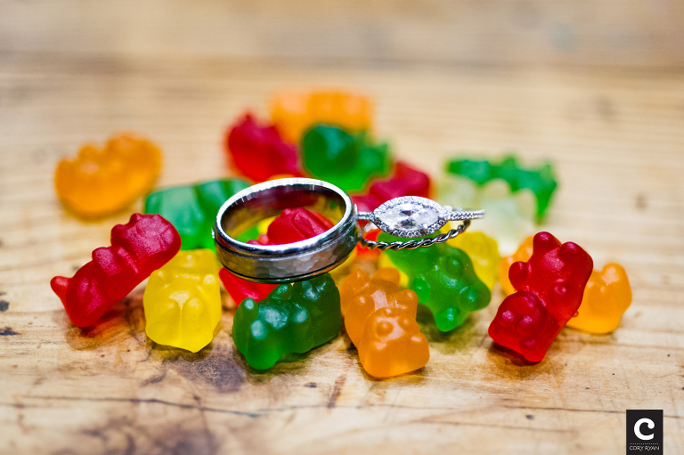 wedding rings and gummy bears