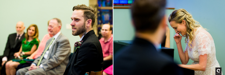 bride sings song to groom on piano