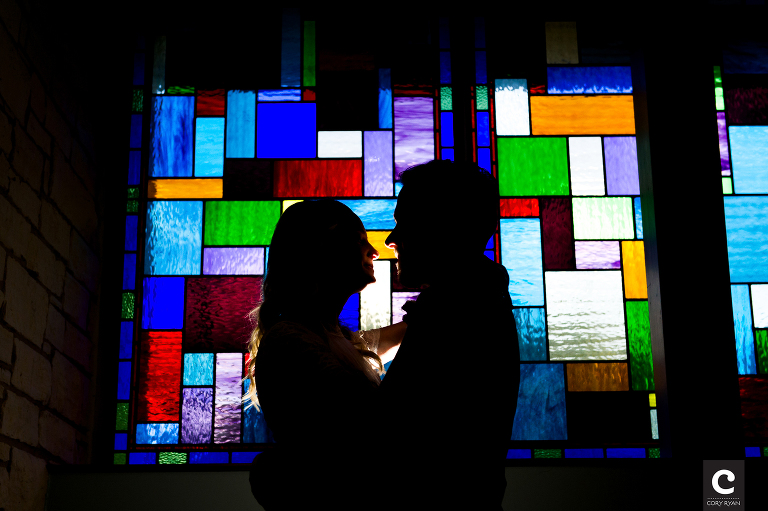 stained glass silhouette wedding