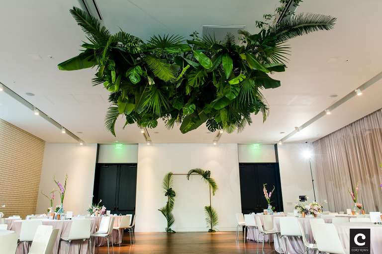 tropical palm springs wedding foliage