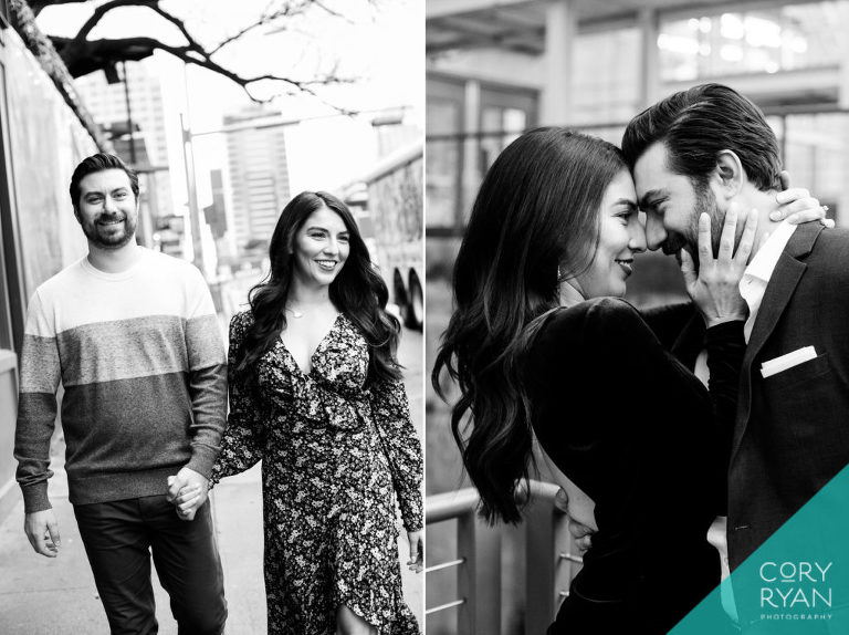 black and white engagement photos