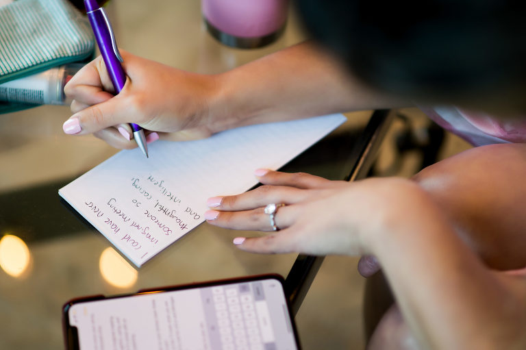 Bride Writing Hand Written Vows