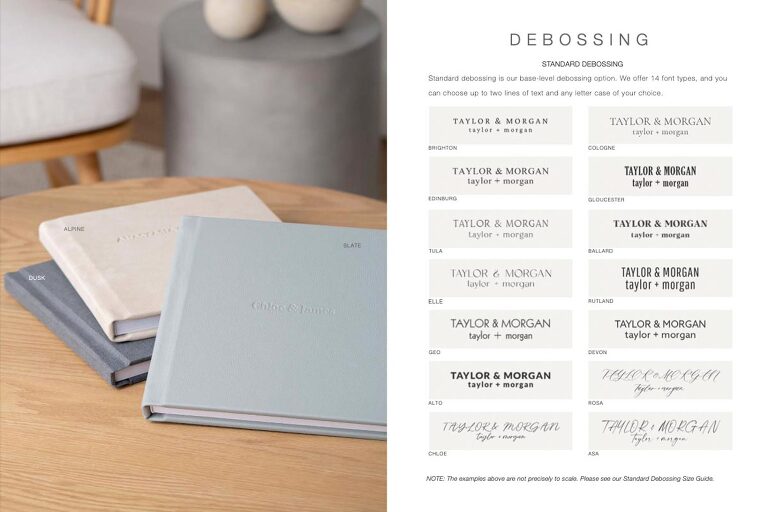 Font options for cover of wedding albums